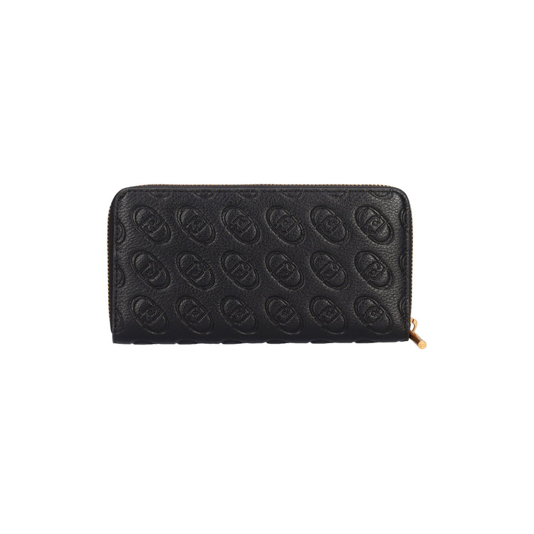 Women's wallet with metal front logo