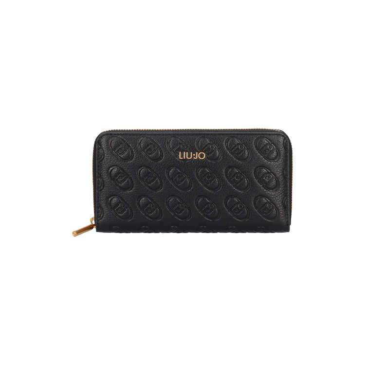 Women's wallet with metal front logo