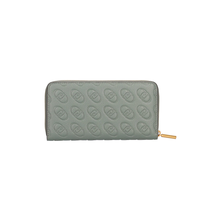 Women's wallet with metal front logo