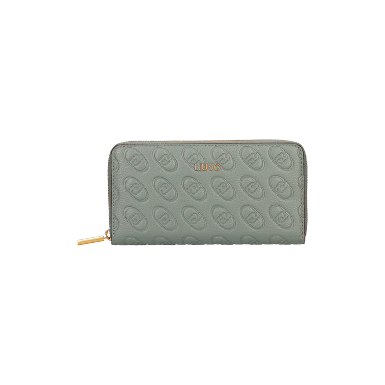 Women's wallet with metal front logo