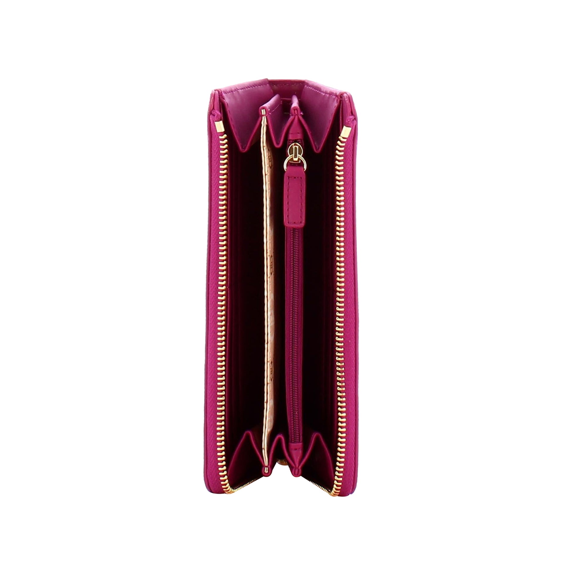 Portafoglio Donna tinta unita con logo lettering fucsia interno