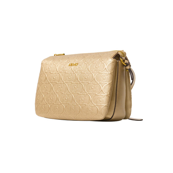 Borsa Donna a tracolla con logo all over Oro