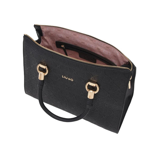  Borsa a Bauletto Donna logo all over nera interno