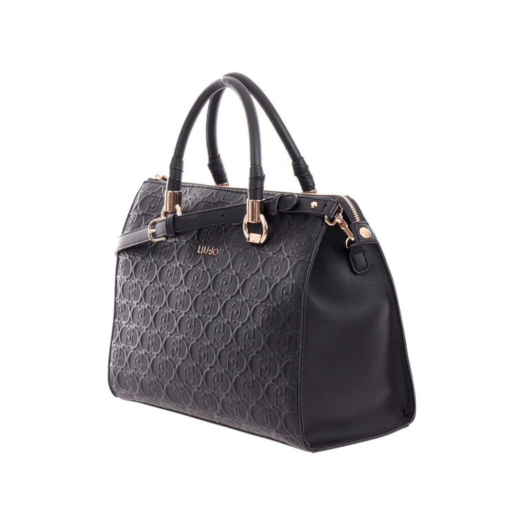  Borsa a Bauletto Donna logo all over nera