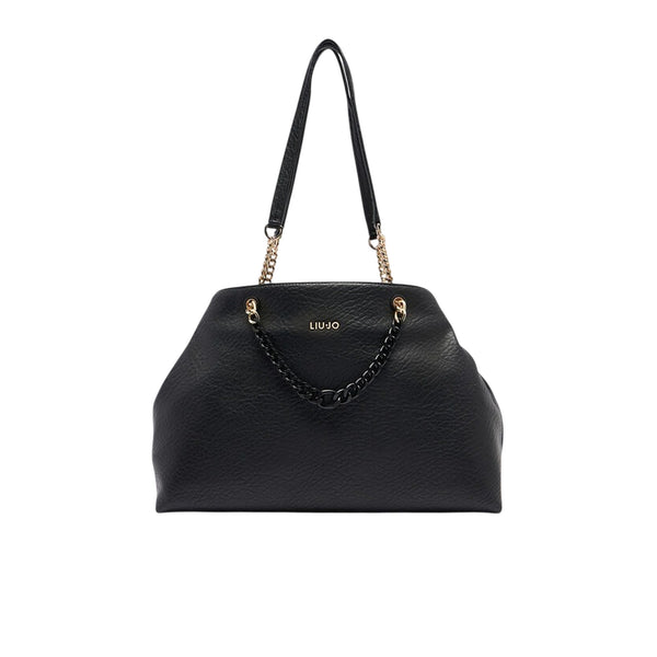 Borsa tote media con catena Nero