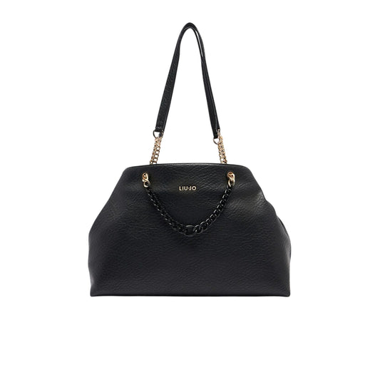 Borsa tote media con catena Nero