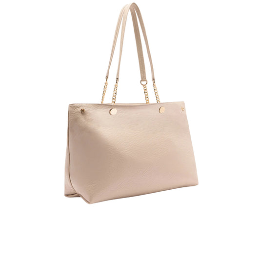 Borsa tote media con catena Beige retro