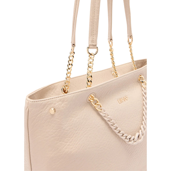 Borsa tote media con catena Beige