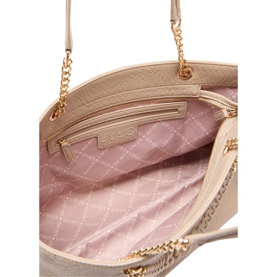 Borsa tote media con catena Beige interno