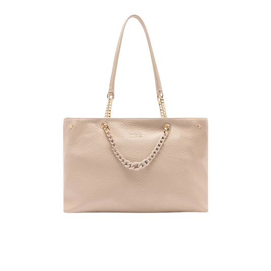 Borsa tote media con catena Beige