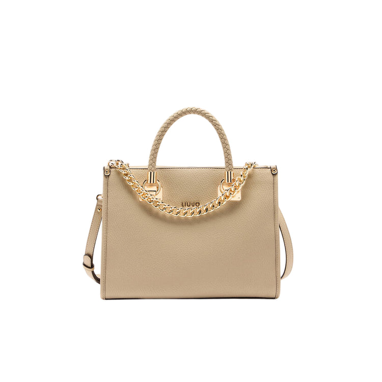 Borsa Donna satchel con manici intrecciati Oro