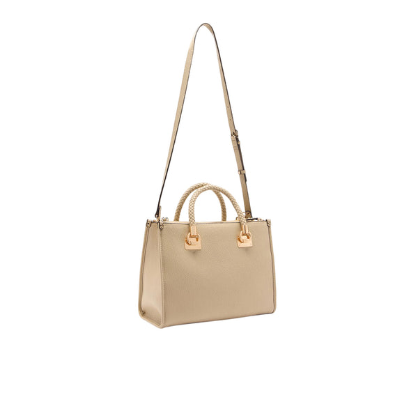 Borsa Donna satchel con manici intrecciati Oro retro