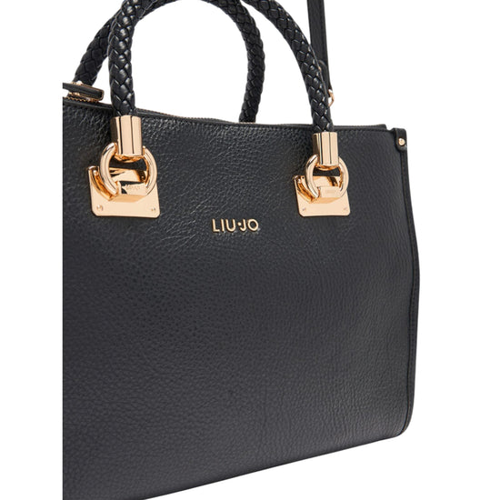 Borsa Donna satchel con manici intrecciati Nero 