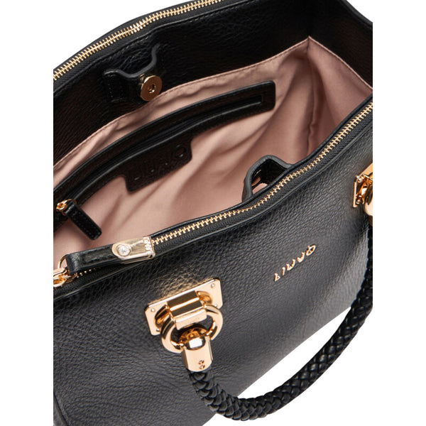 Borsa Donna satchel con manici intrecciati Nero interno