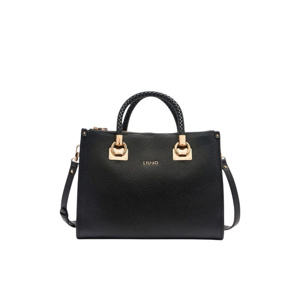 Borsa Donna satchel con manici intrecciati Nero