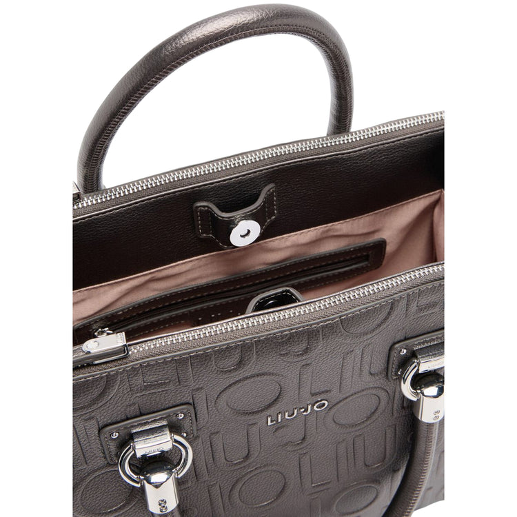 Borsa Donna satchel media con logo a rilievo Grigio interno