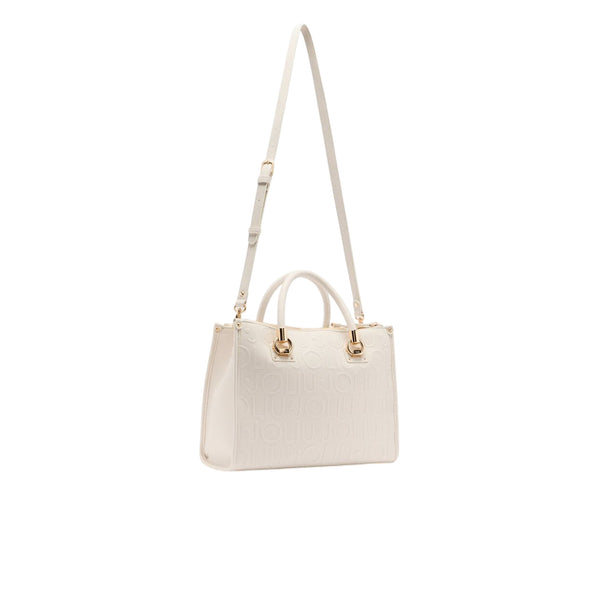Borsa Donna satchel media con logo a rilievo all over retro con tracolla