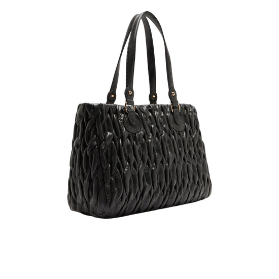 Shopping bag Donna media matelassé Nero retro