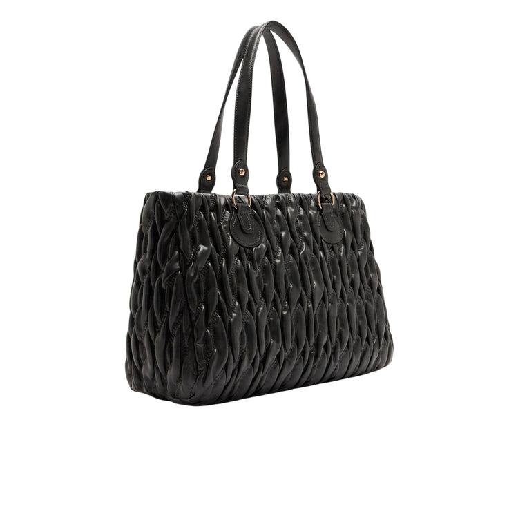 Shopping bag Donna media matelassé Nero retro