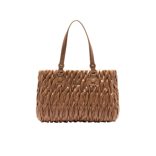 Shopping bag Donna media matelassé Marrone