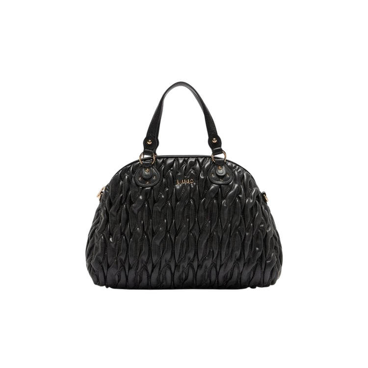 Borsa a mano media intrecciata Nero