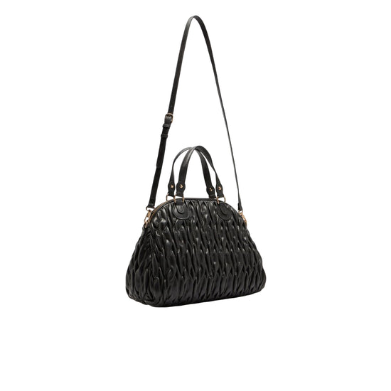 Borsa a mano media intrecciata Nero retro