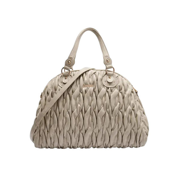 Borsa a mano media intrecciata Beige