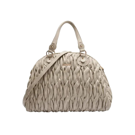 Borsa a mano media intrecciata Beige