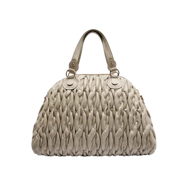 Borsa a mano media intrecciata Beige