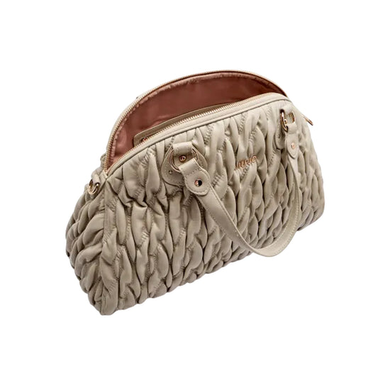 Borsa a mano media intrecciata Beige