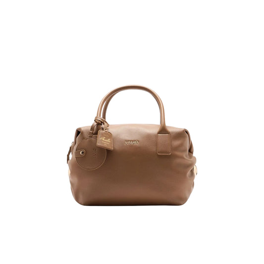 Borsa grande a bauletto con charm Marrone