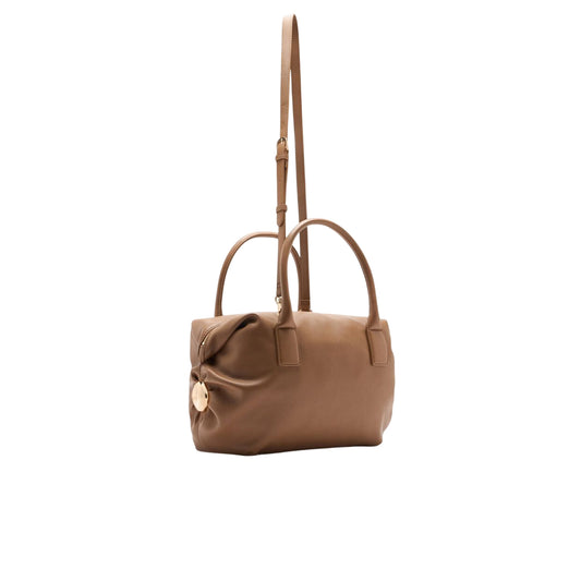 Borsa grande a bauletto con charm Marrone retro