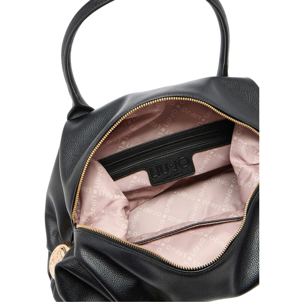 Borsa grande a bauletto con charm Nero interno