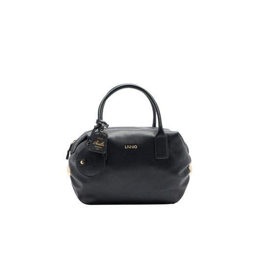 Borsa grande a bauletto con charm Nero
