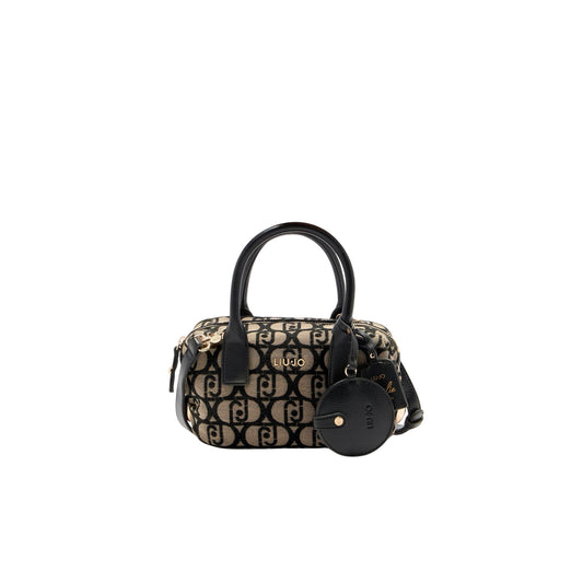 Borsa a bauletto piccola con logo jacquard all over