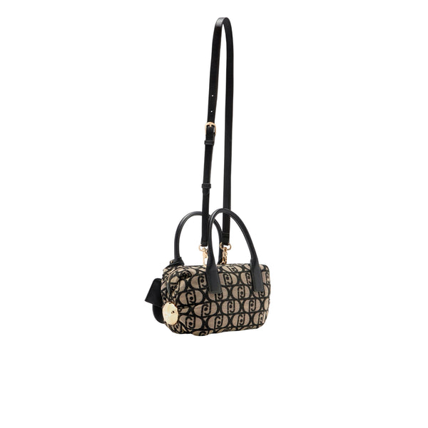 Borsa a bauletto piccola con logo jacquard all over retro 