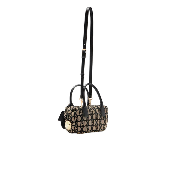 Borsa a bauletto piccola con logo jacquard all over retro 