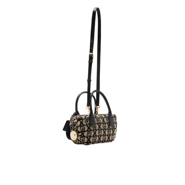 Borsa a bauletto piccola con logo jacquard all over retro 