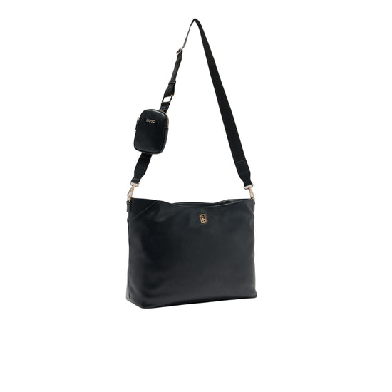 Tote bag media Donna con charm a tasca Nero