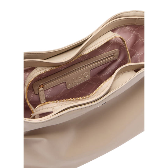 Tote bag media Donna con charm a tasca Beige interno