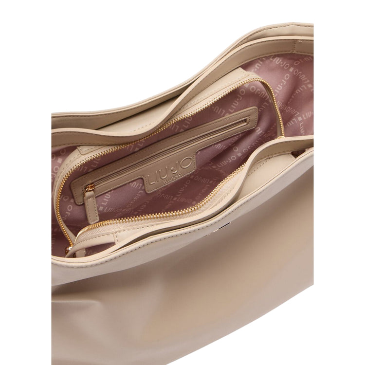 Tote bag media Donna con charm a tasca Beige interno