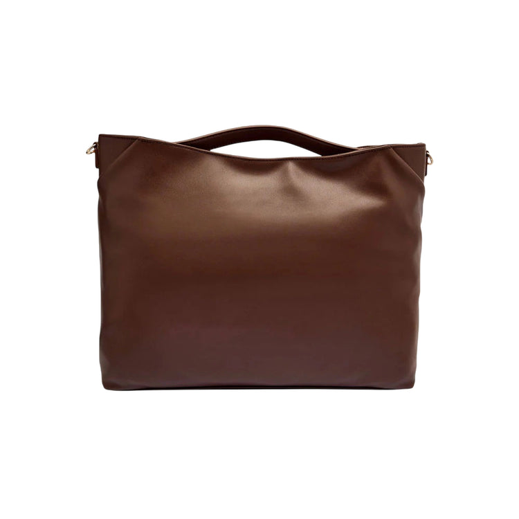 Tote bag media Donna con charm a tasca Marrone retro