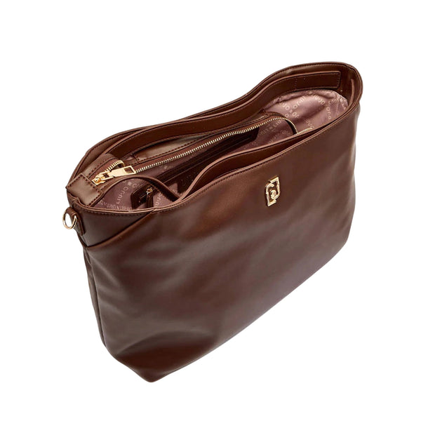 Tote bag media Donna con charm a tasca Marrone 