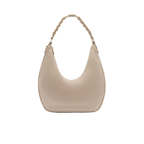 Borsa hobo grande con manico con catena beige