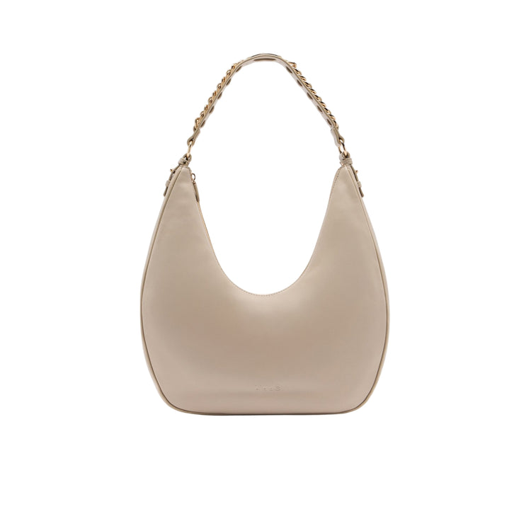 Borsa hobo grande con manico con catena beige