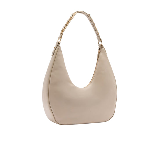 Borsa hobo grande con manico con catena beige