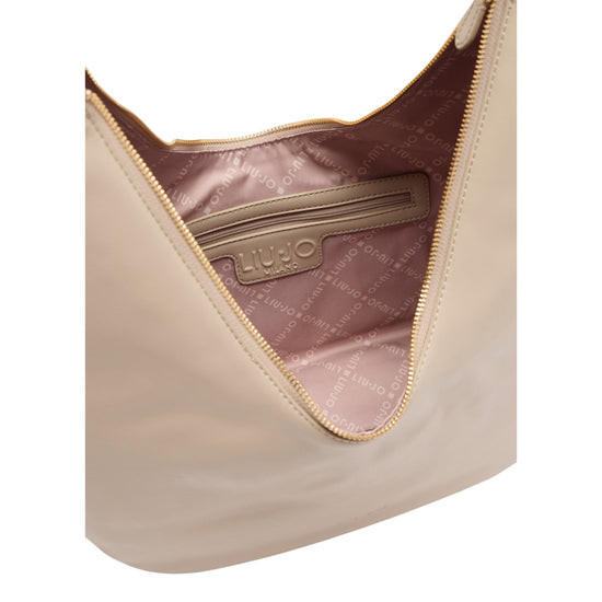 Borsa hobo grande con manico con catena beige interno