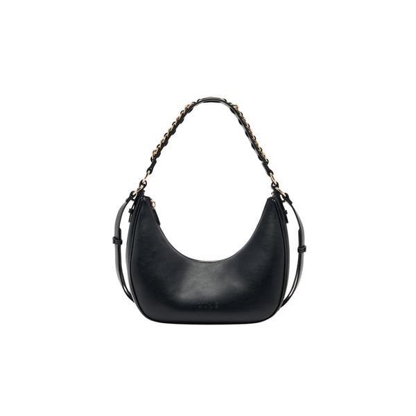 Borsa a spalla piccola con manico catena intrecciata Nero