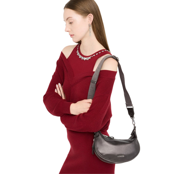 Borsa Hobo piccola da Donna Grigio su modella