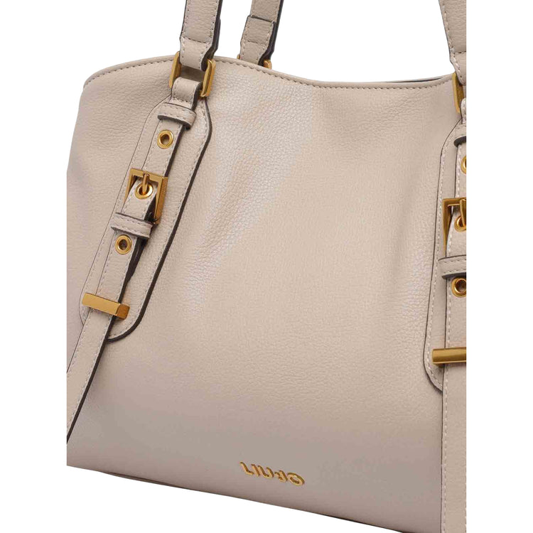 Borsa Donna media con fibbie decorative Beige dettaglio